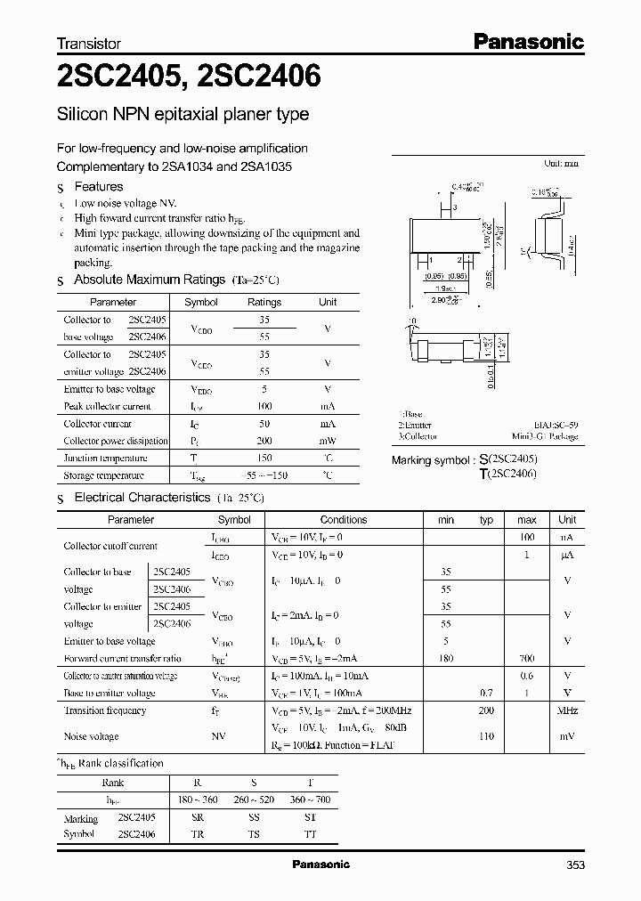 2SC2406_203407.PDF Datasheet Download --- IC-ON-LINE