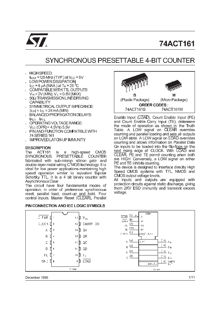 74ACT161_371305.PDF Datasheet