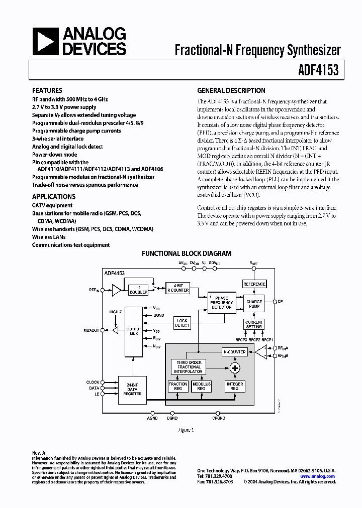ADF4153_361664.PDF Datasheet Download --- IC-ON-LINE