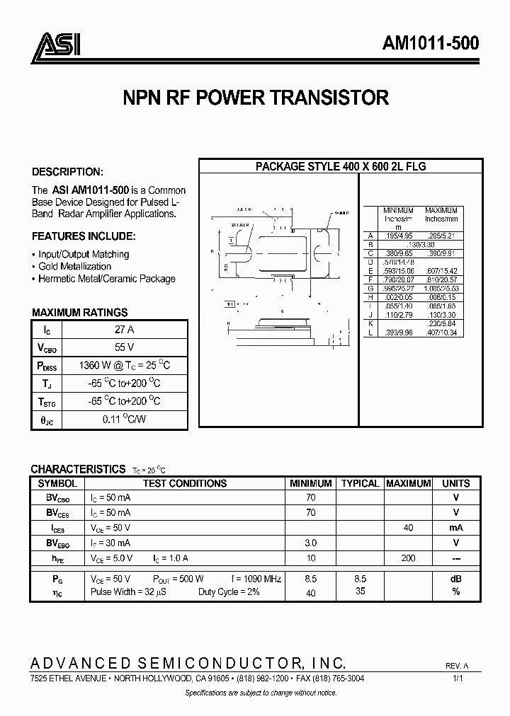 AM1011-500_326618.PDF Datasheet Download --- IC-ON-LINE