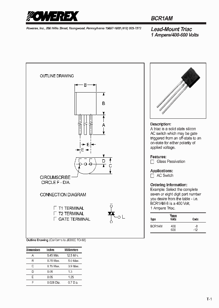 BCR1AM_334965.PDF Datasheet Download --- IC-ON-LINE
