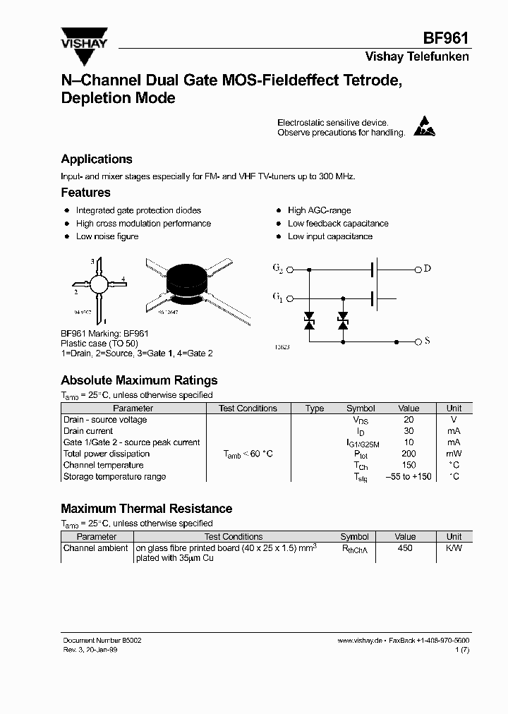 BF961_203767.PDF Datasheet Download --- IC-ON-LINE