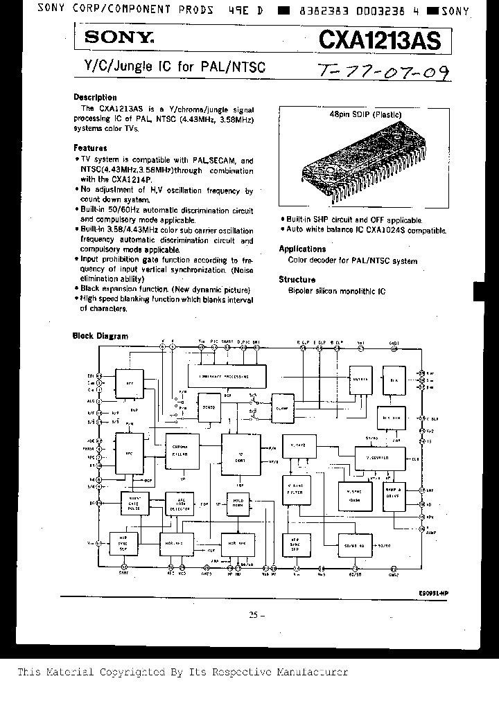 CXA1213BS_194518.PDF Datasheet Download --- IC-ON-LINE
