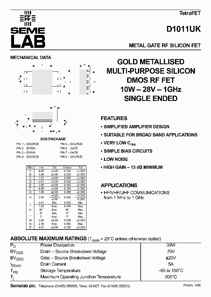 D1011UK_357787.PDF Datasheet Download --- IC-ON-LINE