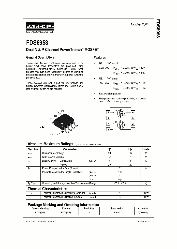 FDS8958_344134.PDF Datasheet Download --- IC-ON-LINE