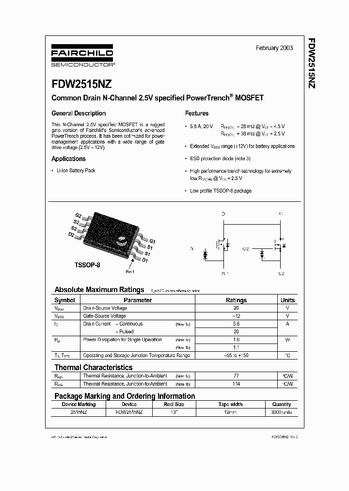 FDW2515N_335551.PDF Datasheet Download --- IC-ON-LINE