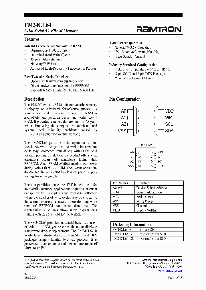 FM24CL64_382940.PDF Datasheet