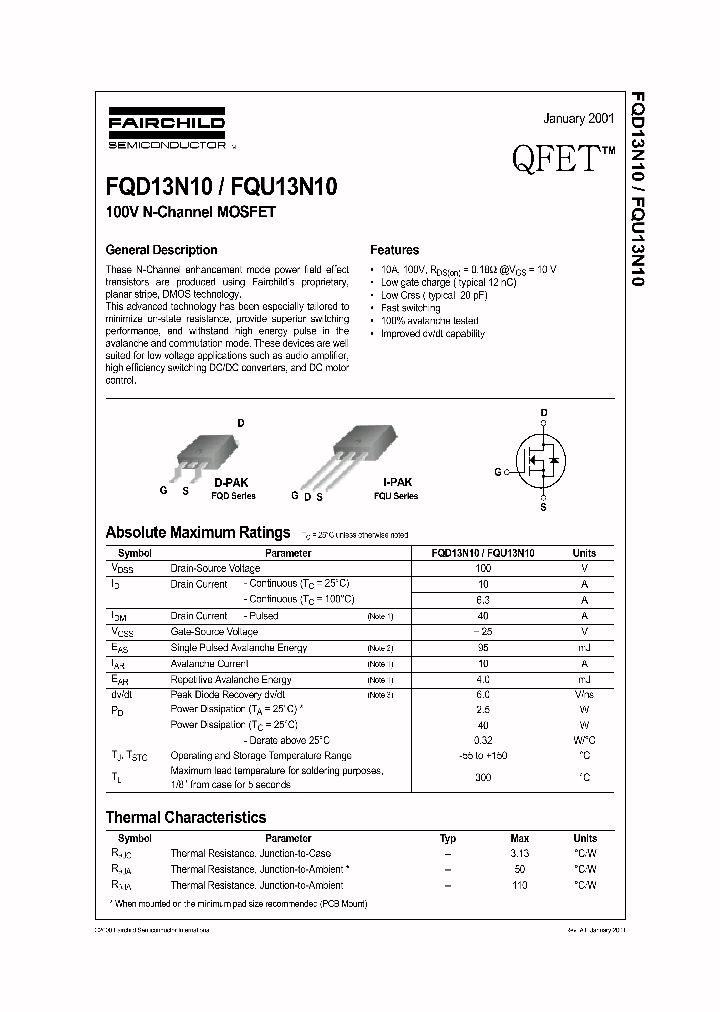 FQD13N10_345987.PDF Datasheet