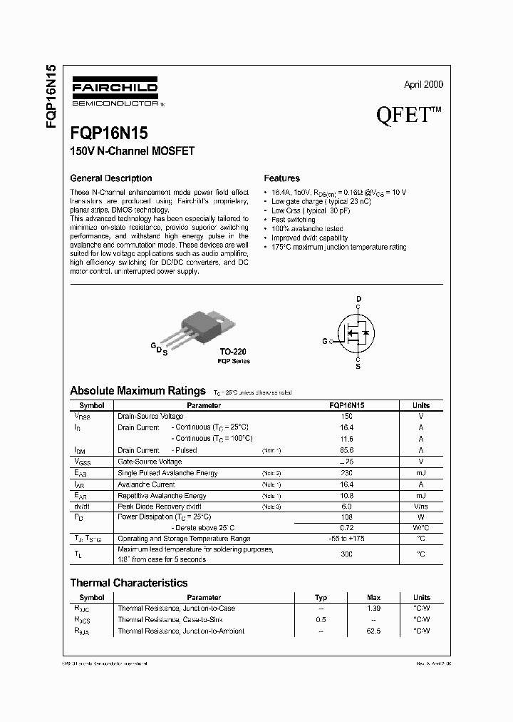 FQP16N15_359562.PDF Datasheet