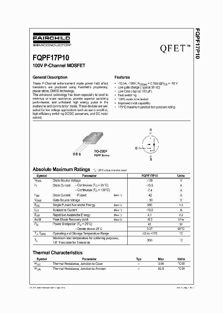 FQPF17P10_327513.PDF Datasheet