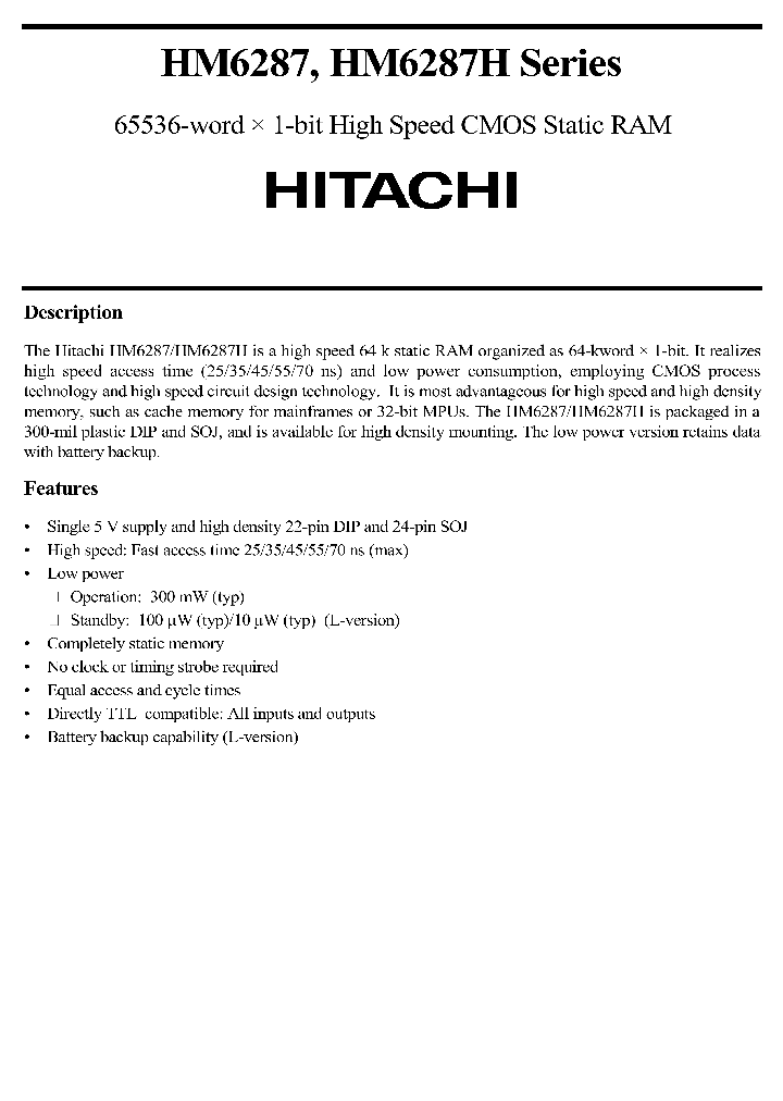 HM6287HM6287HSERIES_179165.PDF Datasheet