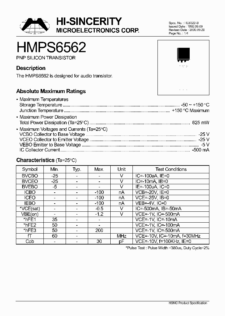 HMPS6562_362600.PDF Datasheet