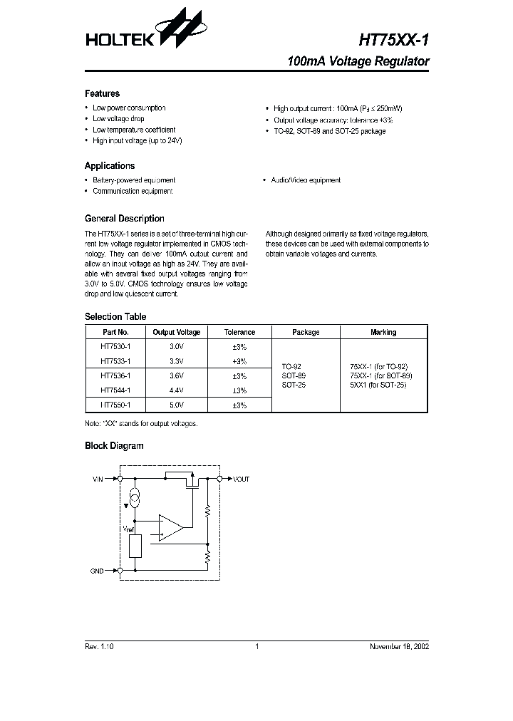 HT7533-1_186522.PDF Datasheet Download --- IC-ON-LINE