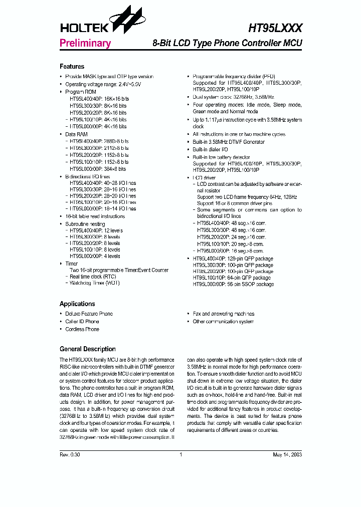 HT95L30P_310819.PDF Datasheet