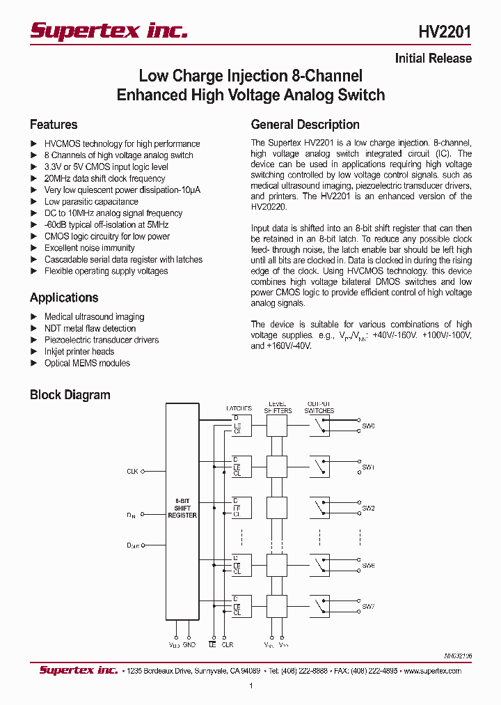 HV2201_315163.PDF Datasheet Download --- IC-ON-LINE