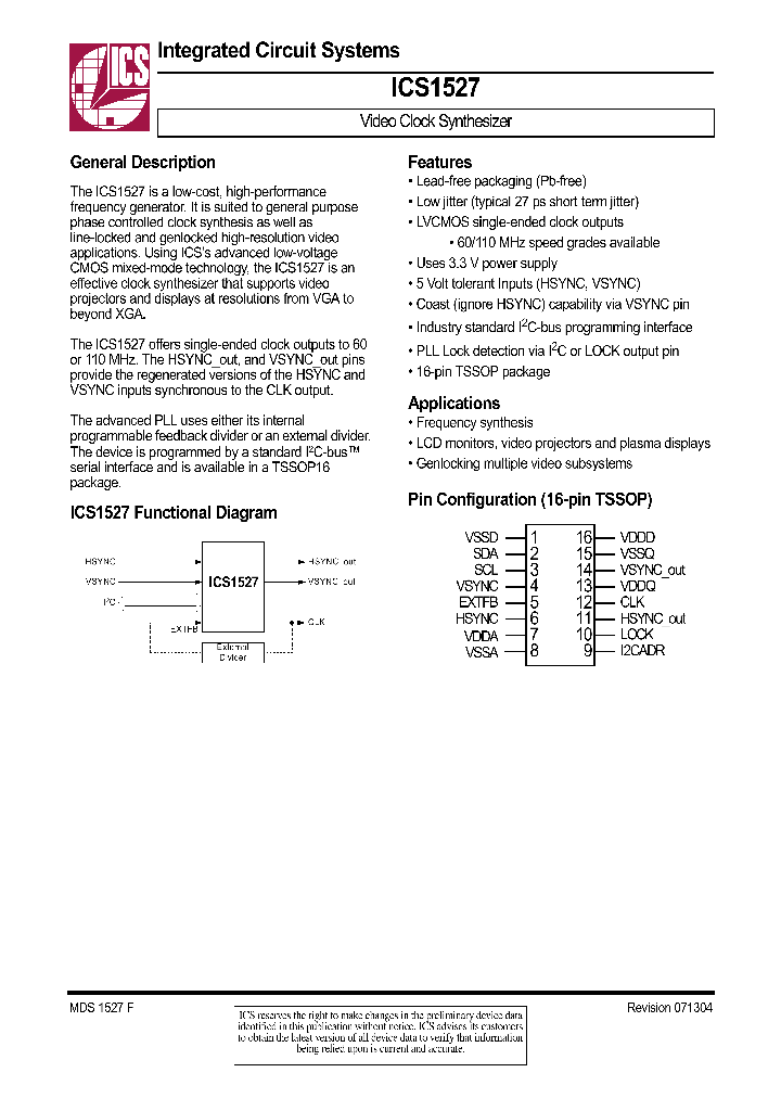ICS1527_308665.PDF Datasheet Download