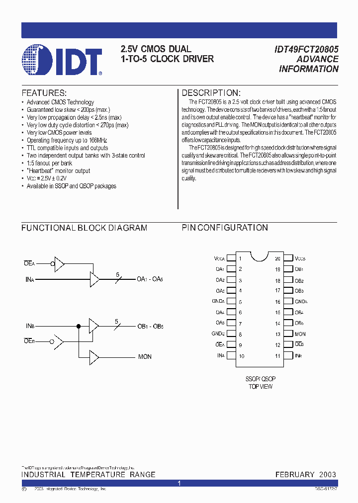 IDT49FCT20805_365427.PDF Datasheet