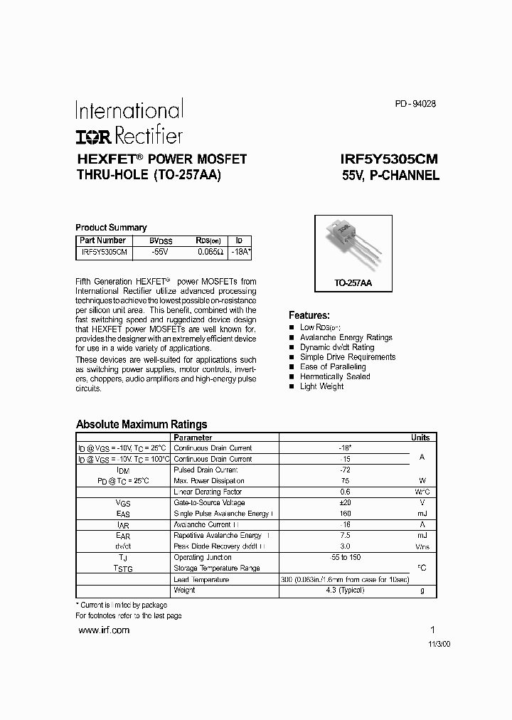 IRF5Y5305CM_44626.PDF Datasheet