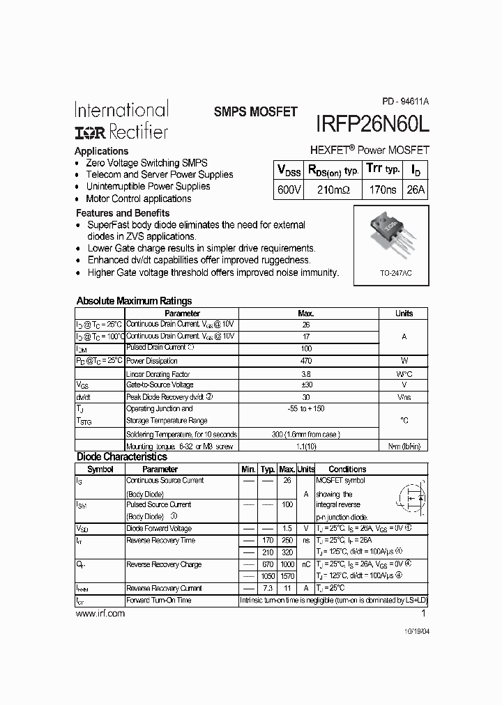 IRFP26N60L_348628.PDF Datasheet