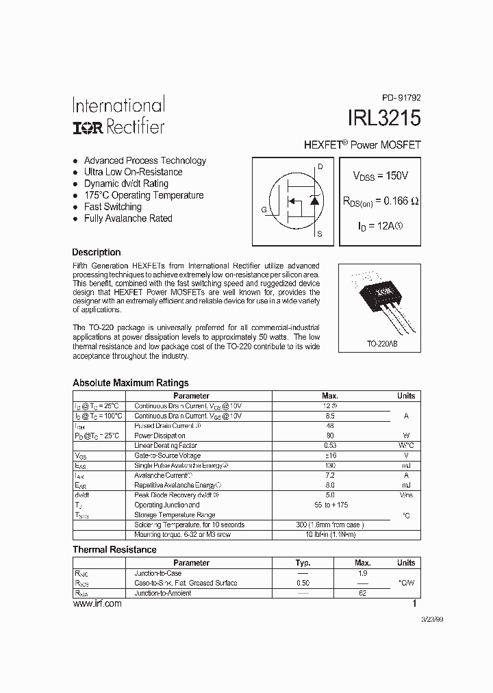 IRL3215_323923.PDF Datasheet