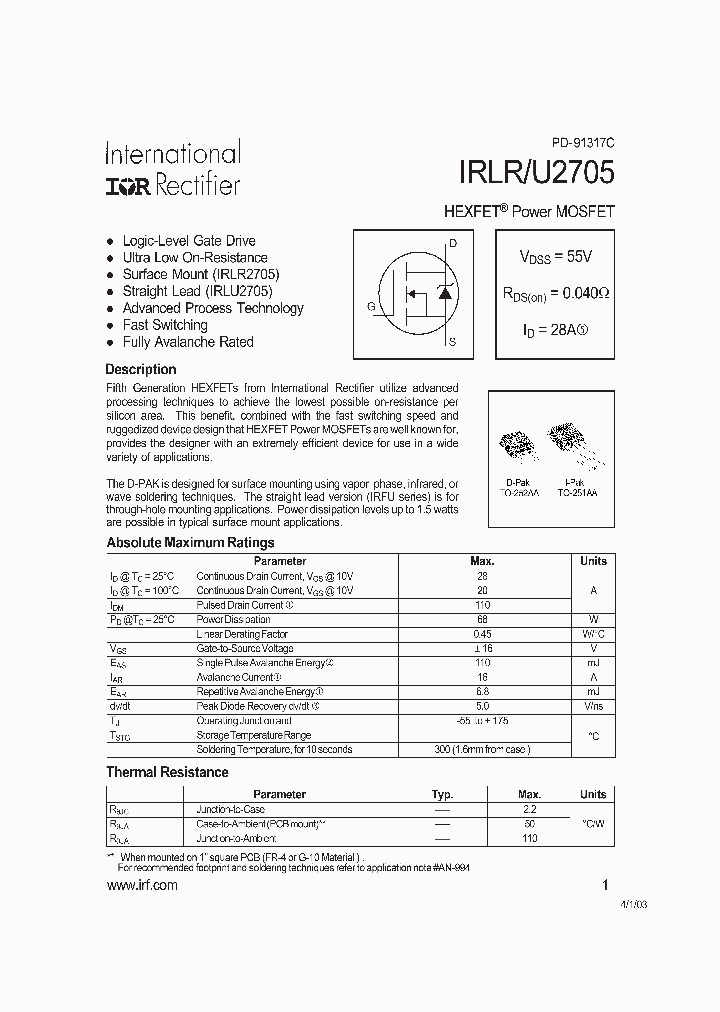 IRLRU2705_321549.PDF Datasheet