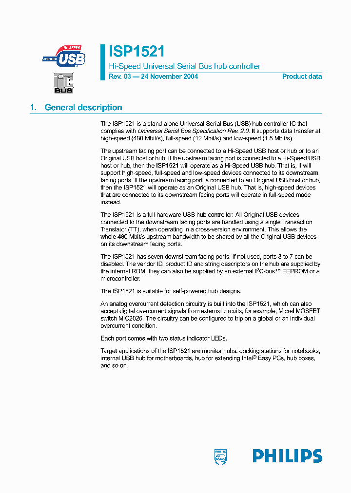 ISP1521_382513.PDF Datasheet Download --- IC-ON-LINE