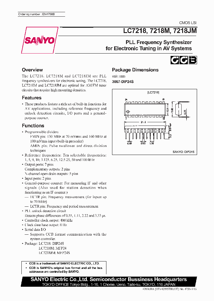 LC7218M_181737.PDF Datasheet Download --- IC-ON-LINE