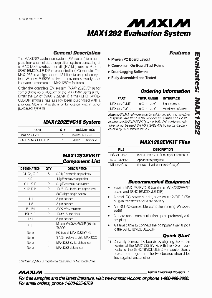 MAX1282EVSYSTEM_322396.PDF Datasheet