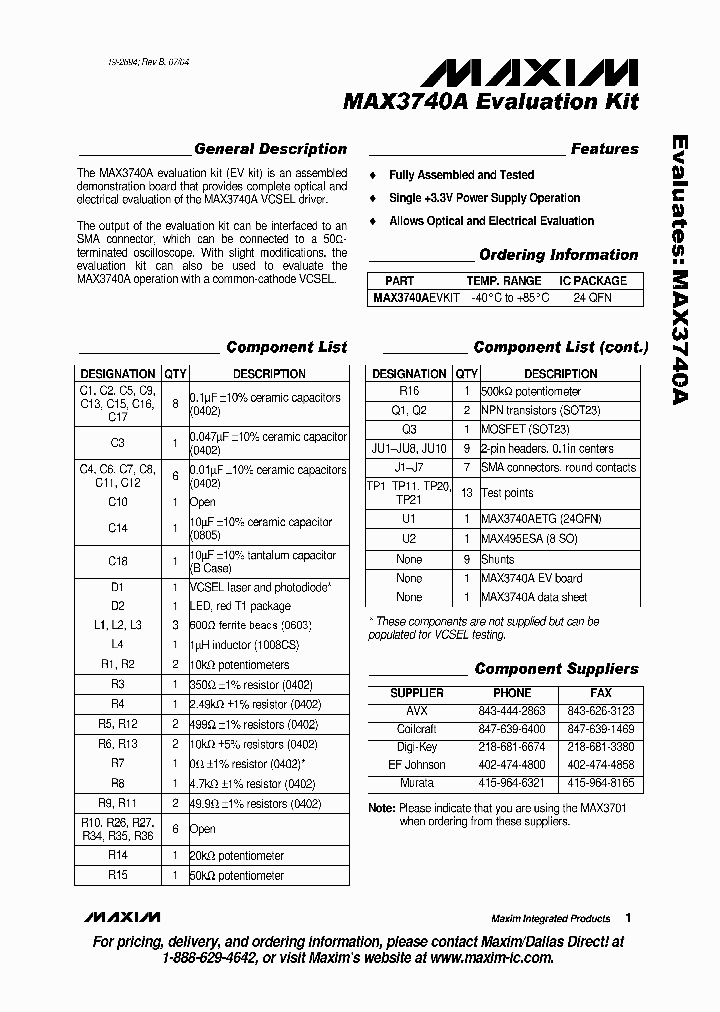 MAX3740AEVKIT_377516.PDF Datasheet