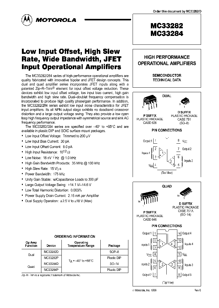 MC33282_109117.PDF Datasheet Download --- IC-ON-LINE