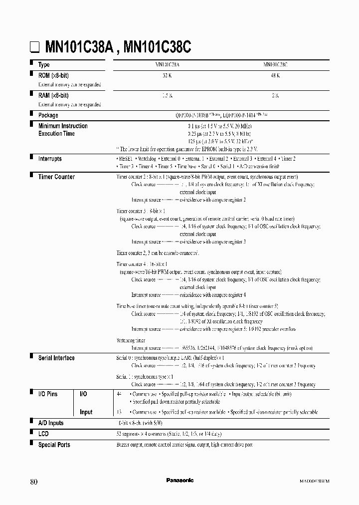 MN101C38C_331610.PDF Datasheet