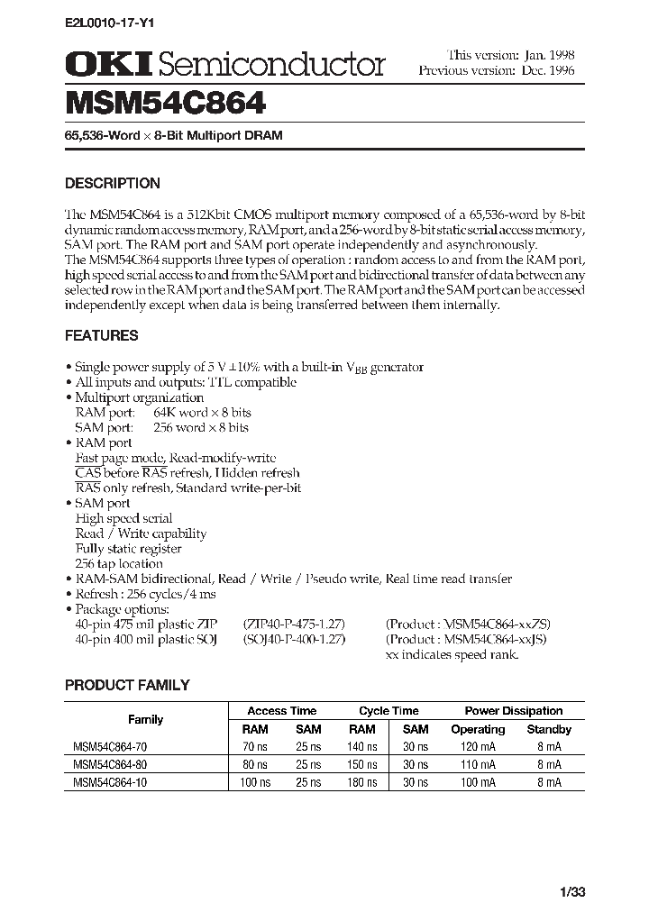 MSM54C864_331187.PDF Datasheet