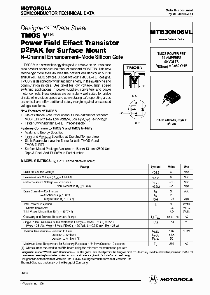 MTB30N06VLD_364242.PDF Datasheet