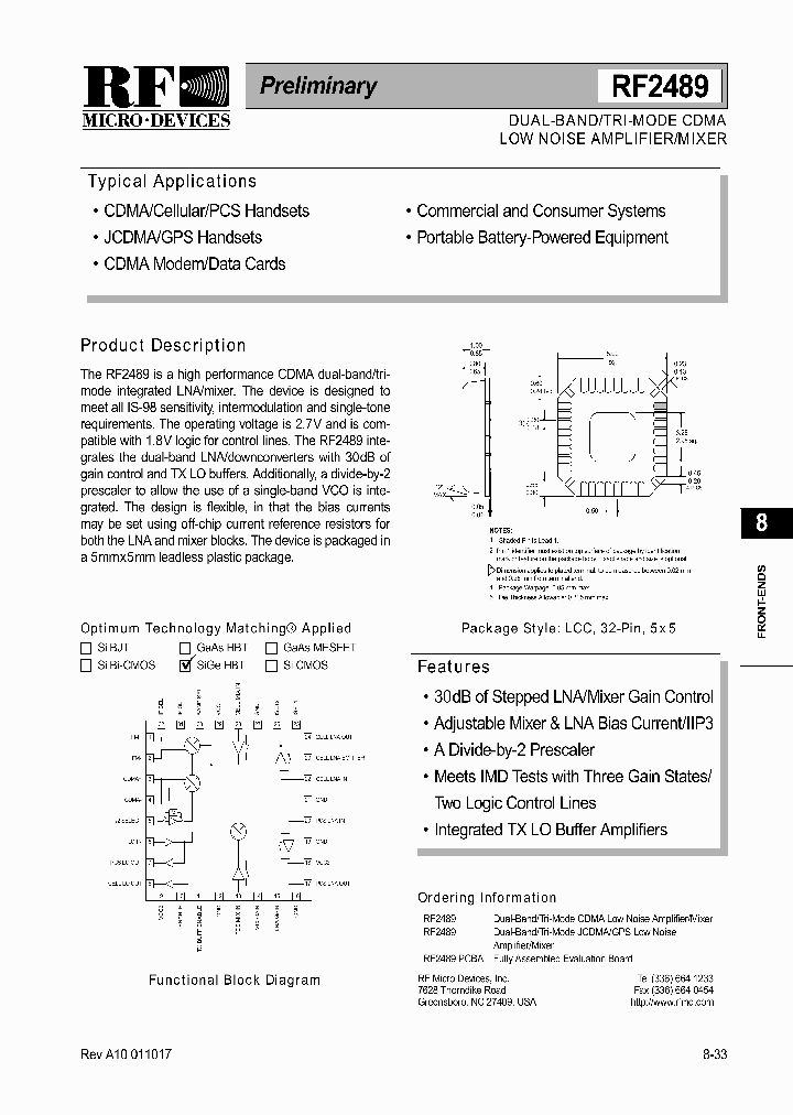 RF2489_382816.PDF Datasheet Download --- IC-ON-LINE