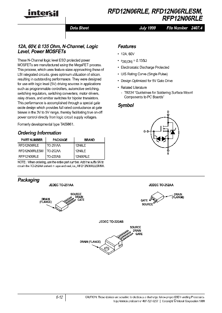 Lot De 8 Transistors MOSFET N-Channel RFP12N06RLE - 60V 17A, Boîtier TO-220, Pour Circuits De Puissance