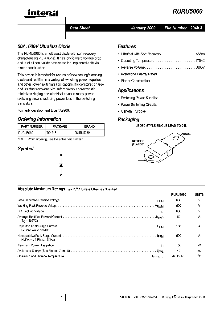 RURU5060_335593.PDF Datasheet Download --- IC-ON-LINE