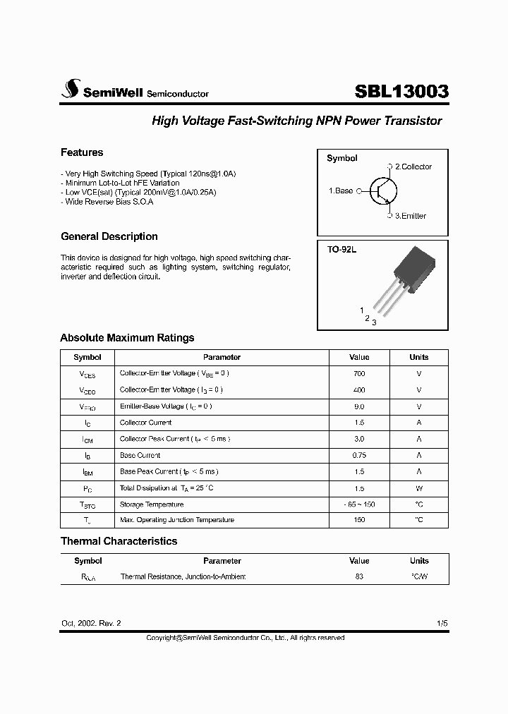 SBL13003_346732.PDF Datasheet