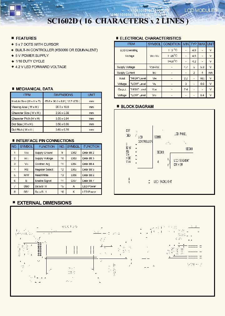SC1602_312509.PDF Datasheet Download --- IC-ON-LINE