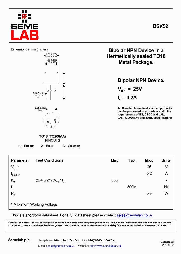 BSX52_322979.PDF Datasheet