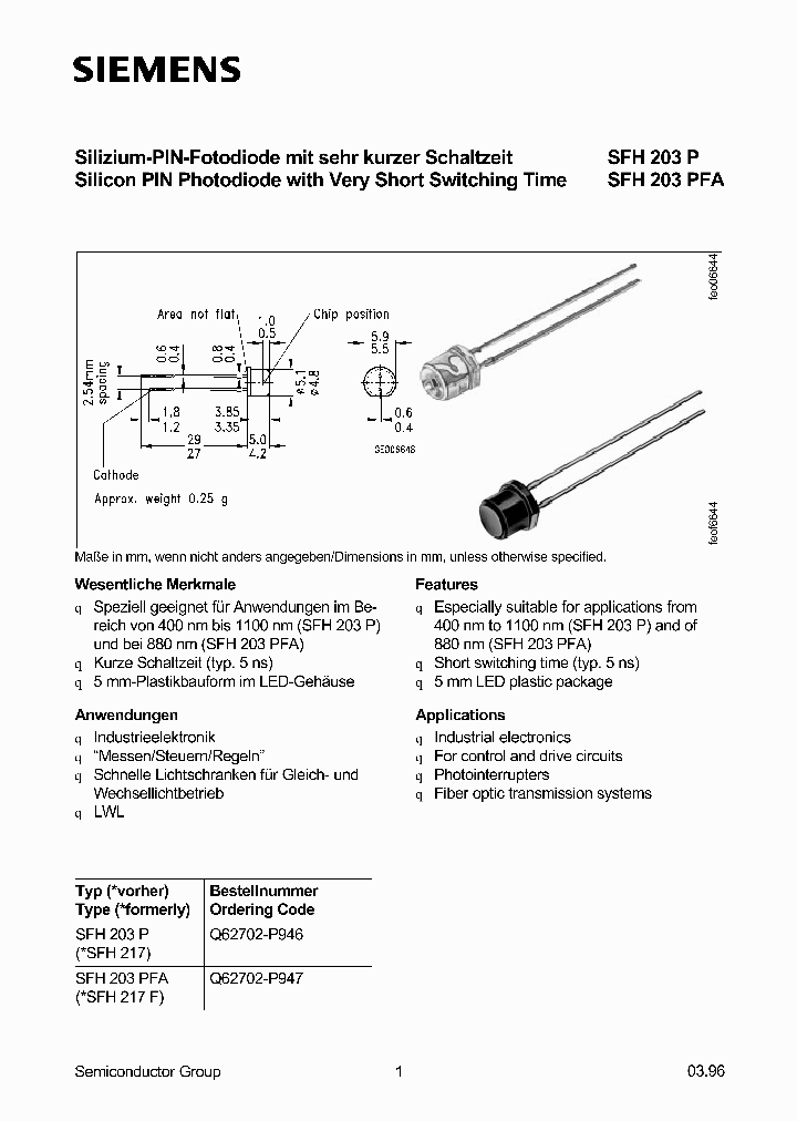 SFH203PFA_201646.PDF Datasheet Download --- IC-ON-LINE