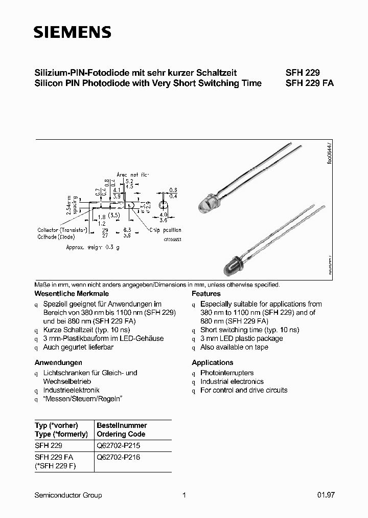 SFH229FA_319686.PDF Datasheet Download --- IC-ON-LINE