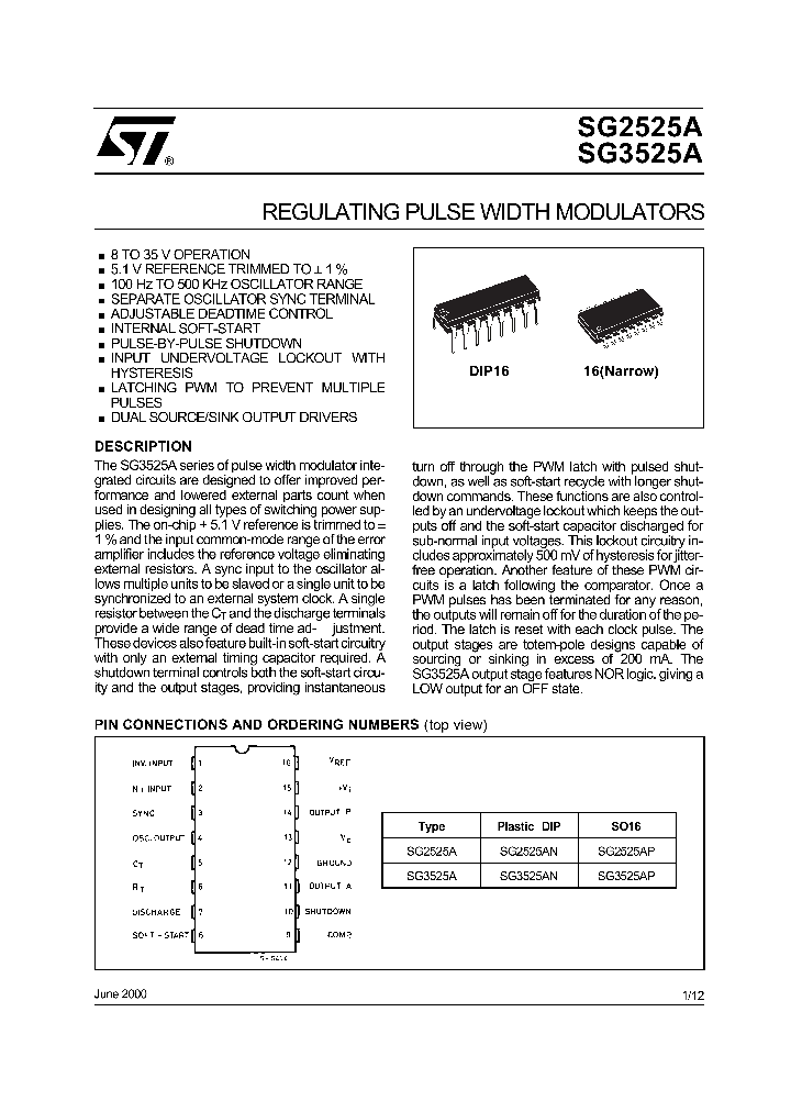 Sg3525an 331136 Pdf Datasheet Download Ic On Line