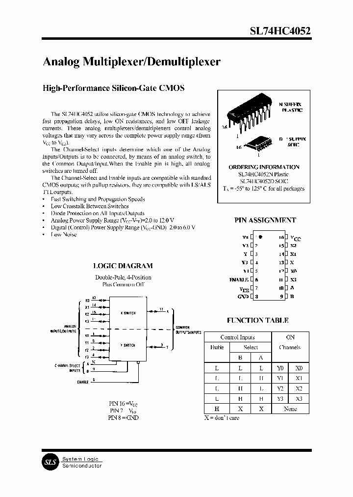 SL74HC4052D_351906.PDF Datasheet Download --- IC-ON-LINE