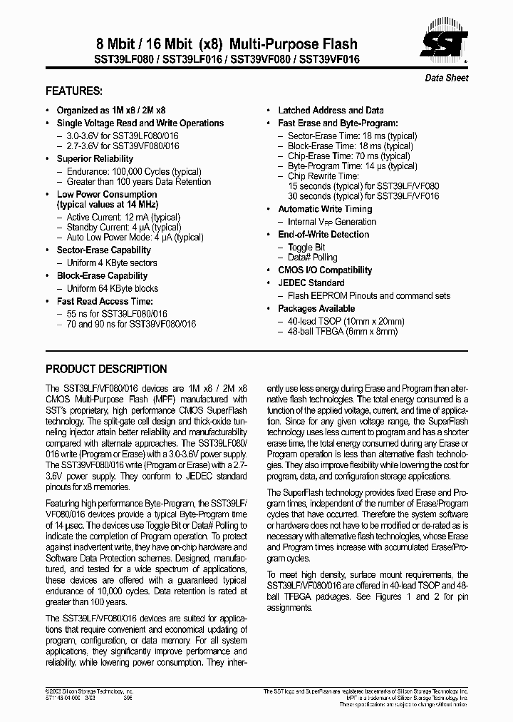 SST39LF016_384295.PDF Datasheet