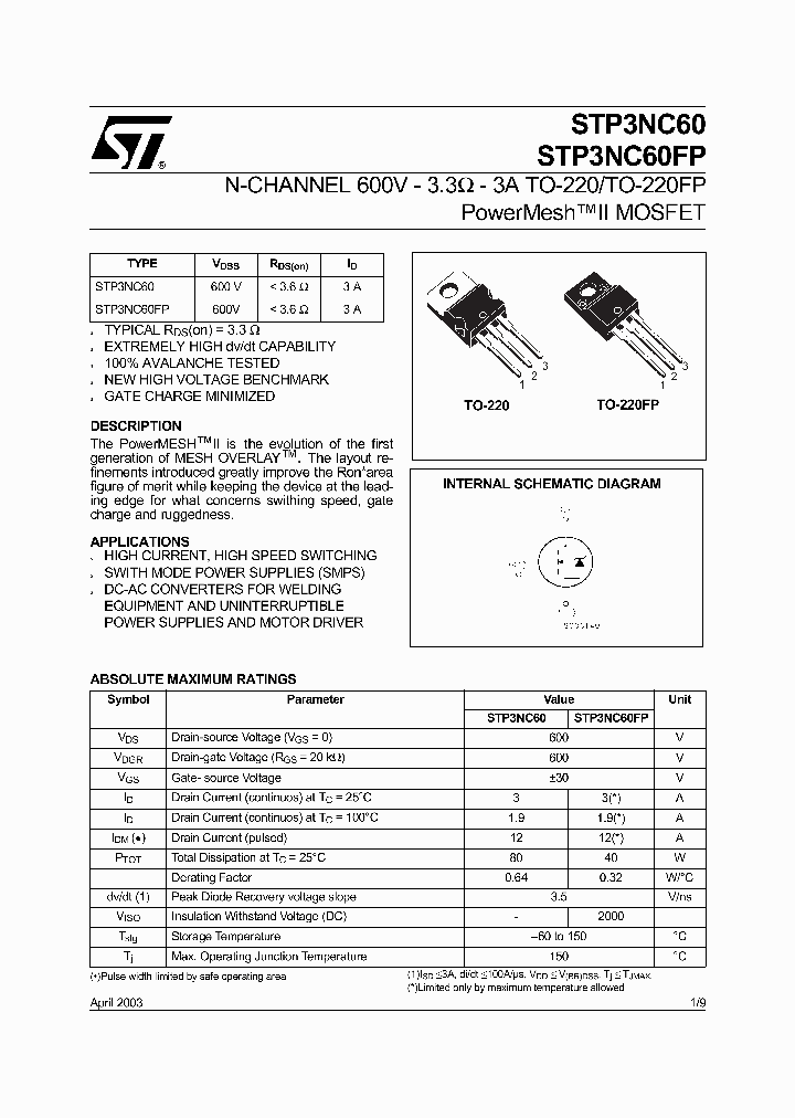 STP3NC60FP_346157.PDF Datasheet