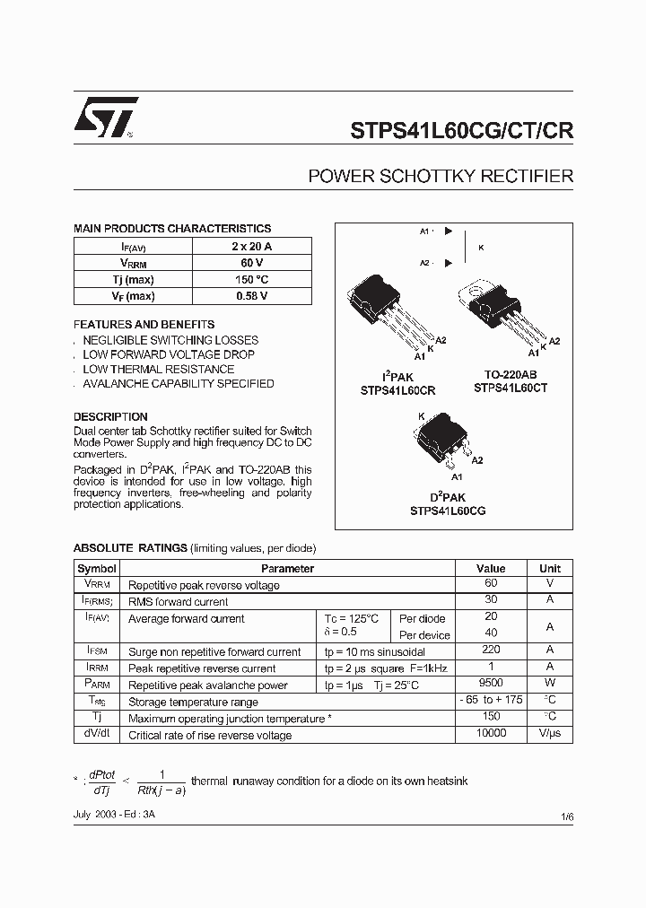 STPS41L60CT_349323.PDF Datasheet