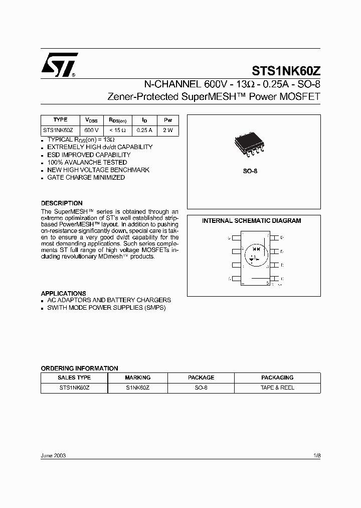 STS1NK60Z_329738.PDF Datasheet