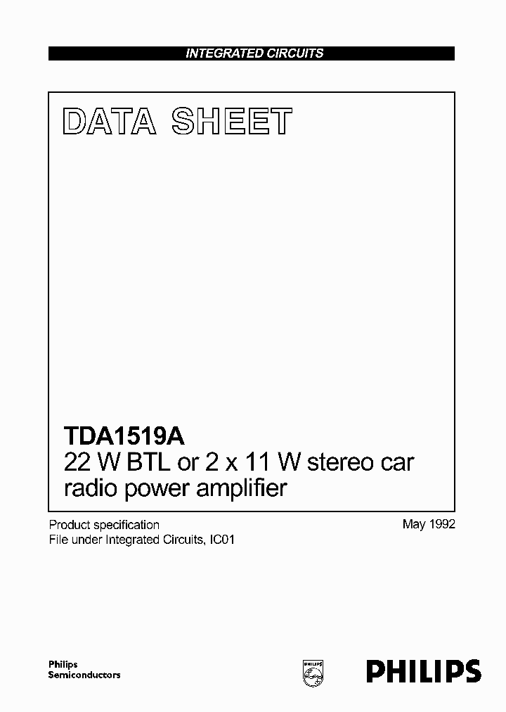 TDA1519A_307021.PDF Datasheet Download --- IC-ON-LINE