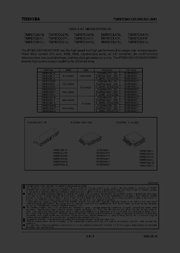 TMP87C841U_221482.PDF Datasheet