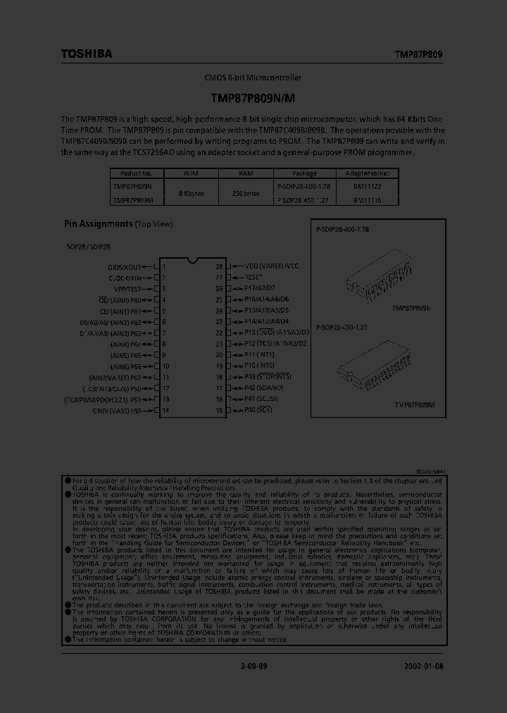 TMP87P809M_187651.PDF Datasheet